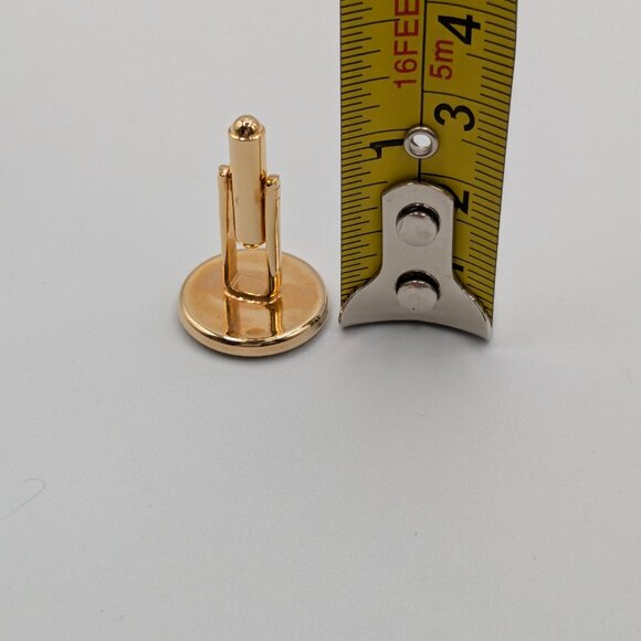 Black and Gold Tone Cufflinks 0.75" Diameter - Picture 6 of 7